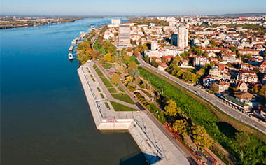 The Danube River and the city of Rousse, Bulgaria